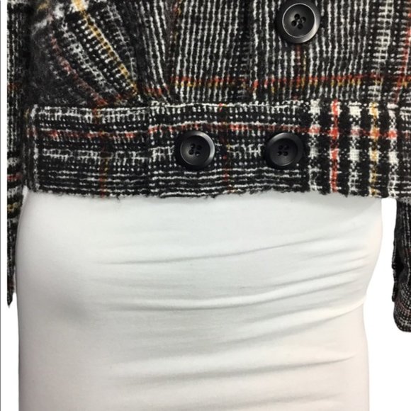 Free People Slouchy Eisenhower Gray Plaid Cropped Jacket Size XS - Picture 4 of 14